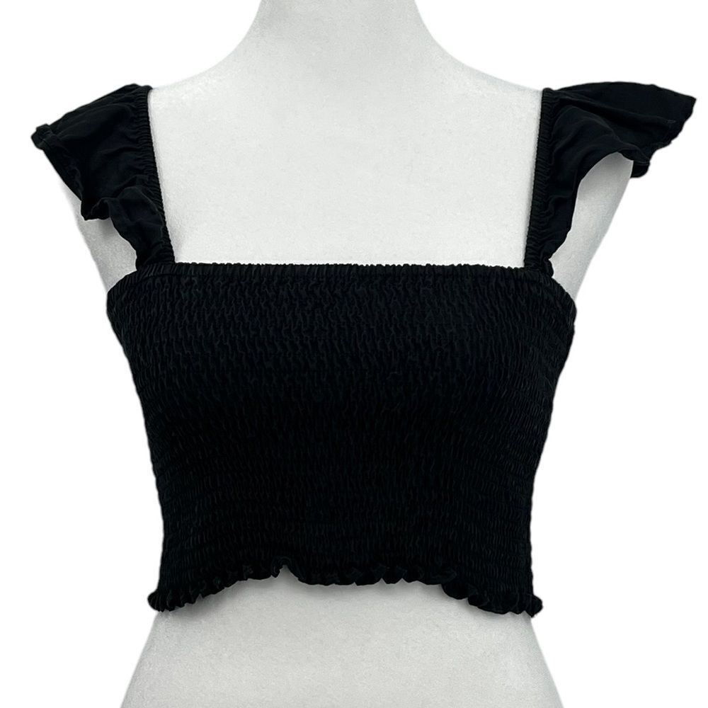 MPC New York Smocked Crop Tank Top in Black Women’s Size S